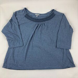 Essentials Womens Blouse Quarter Sleeve Blue 26 28 Wide